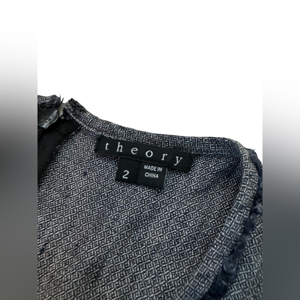 Theory Redbay Linen Dress Blue Chambray Mini Size 2 Drop Waist - Picture 8 of 13